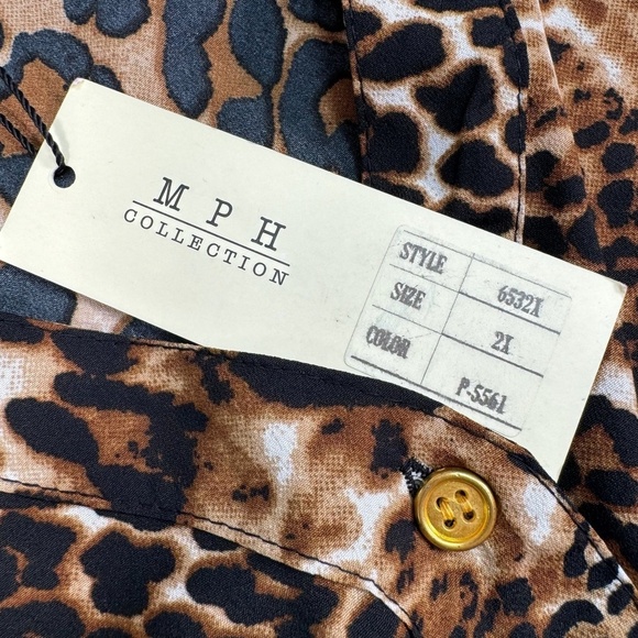 Mph Collection Sleeveless Mini Dress Womens Sz 2X Animal Print Button Down NWT - Picture 7 of 10